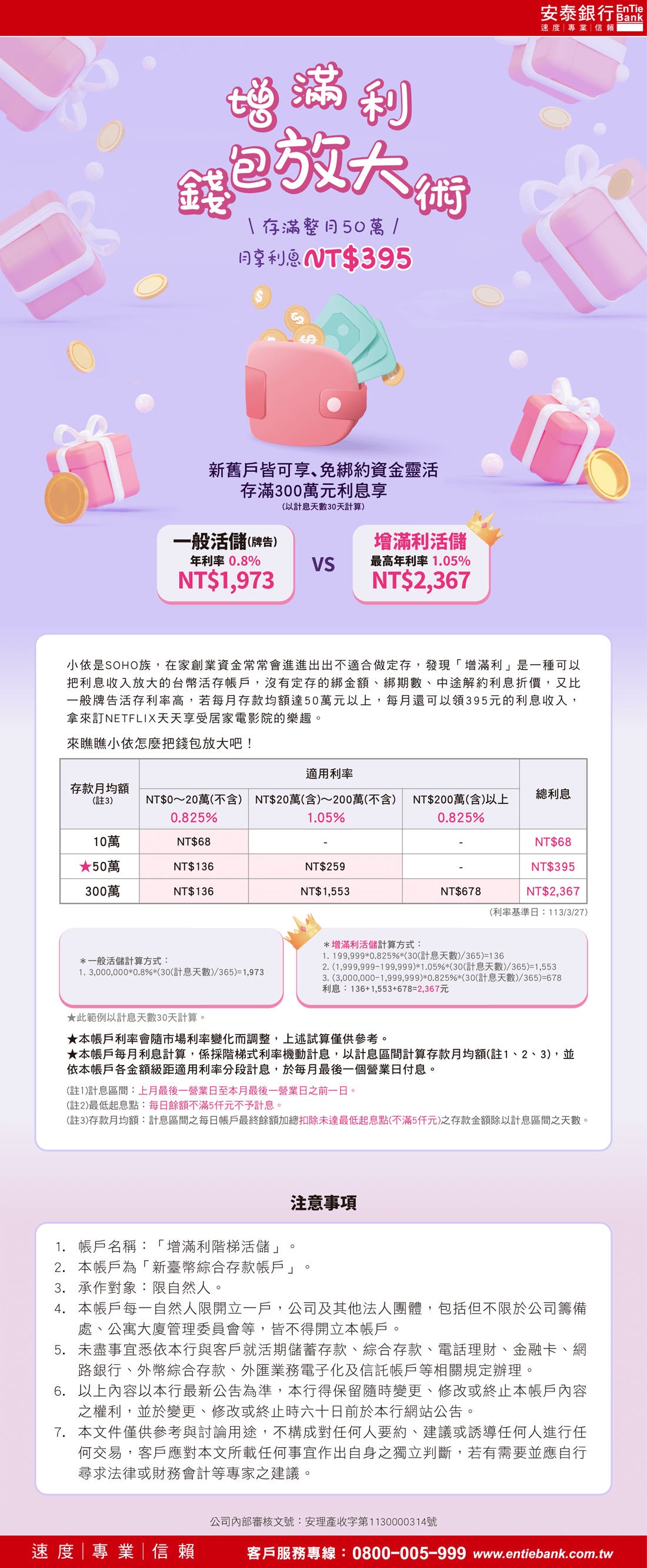 安泰銀行增滿利活儲帳戶錢包放大術