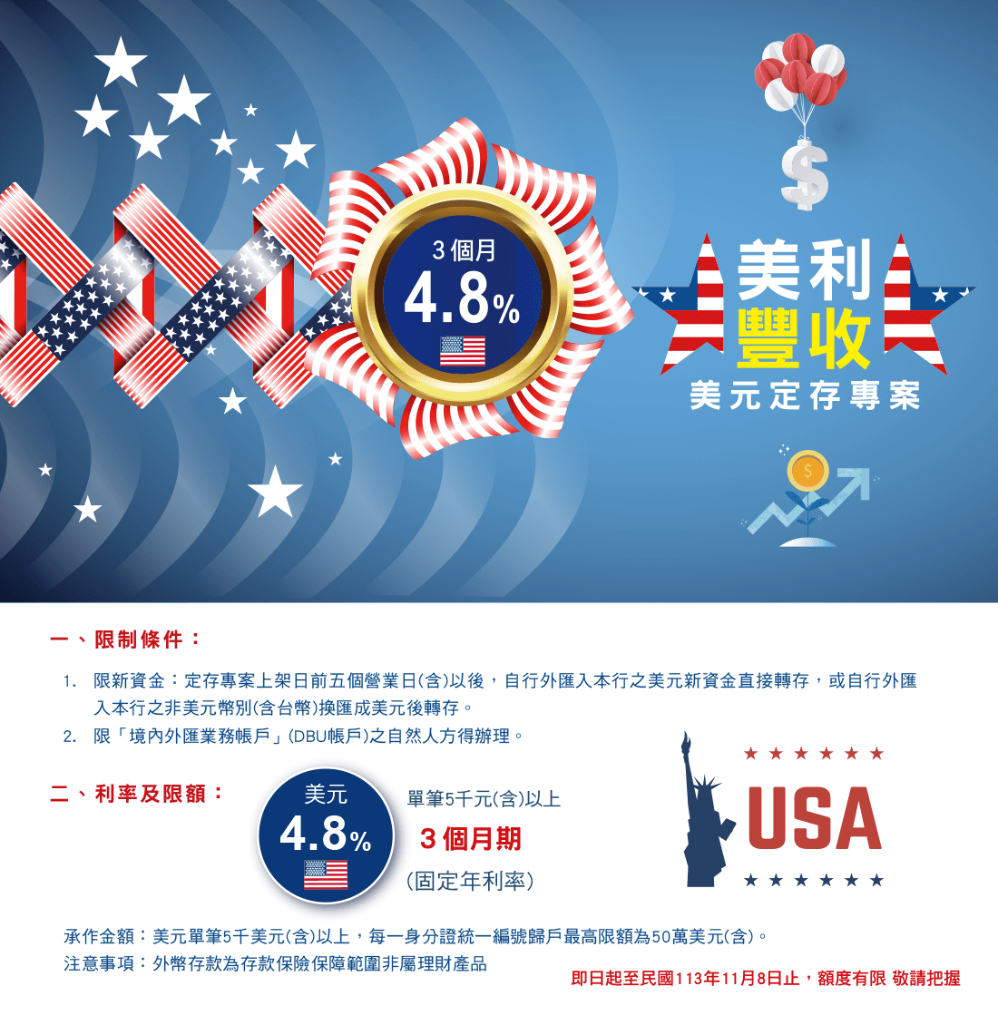 安泰銀行「美利豐收」美元定存專案